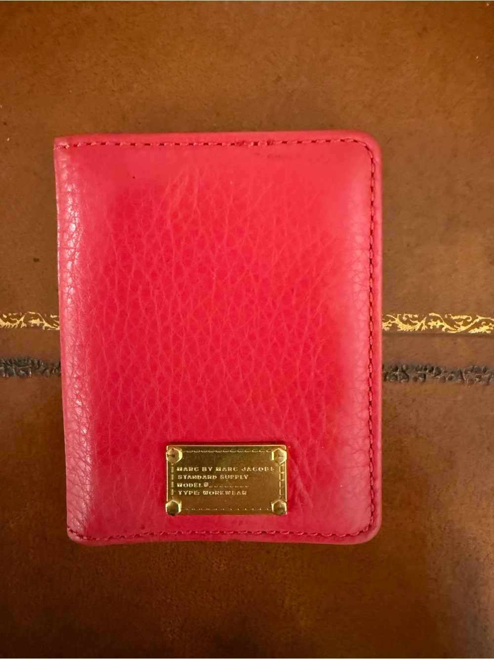 Marc Jacobs Hot Pink Leather Card with Gold Plaque